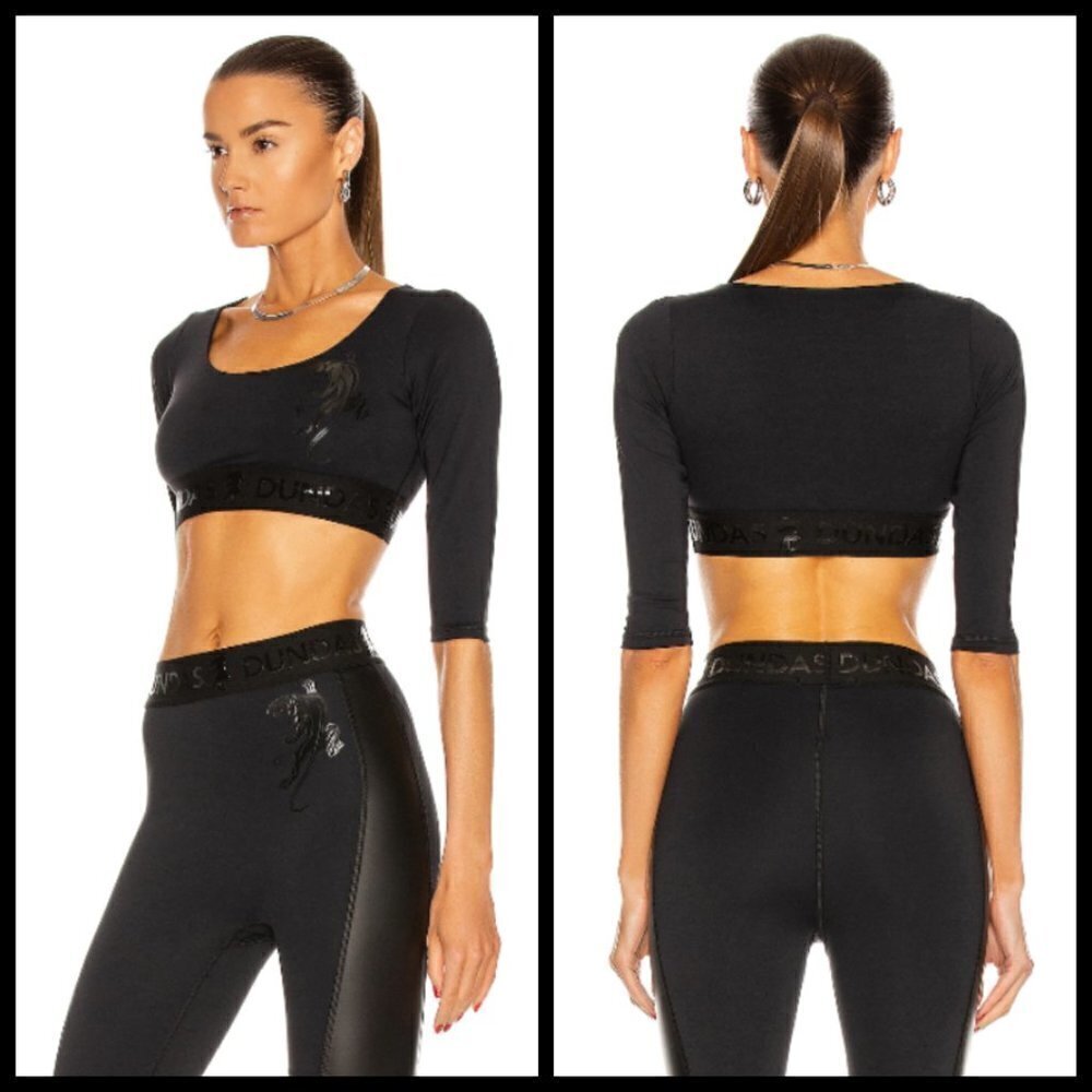 💕DUNDAS💕 Noor Logo Long-Sleeve Crop Top L NWT